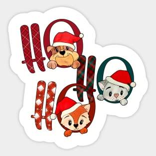 HO HO HO CUTE CAT AND DOGS Sticker